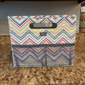 Thirty-One 31 Fold N' File Tote Bin Rainbow Chevron Print Organizer Storage